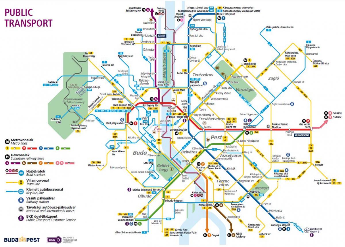 budimpešti autobusne linije mapu