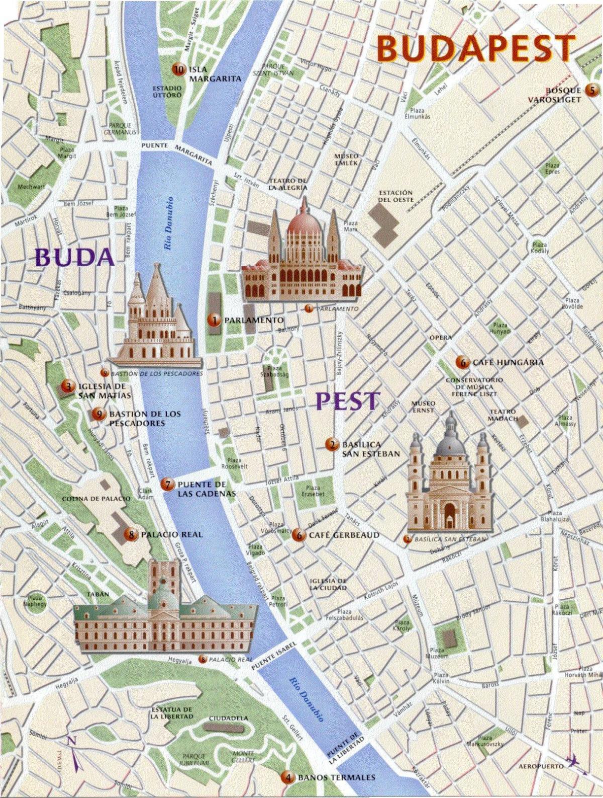 budimpešti znamenitosti mapu