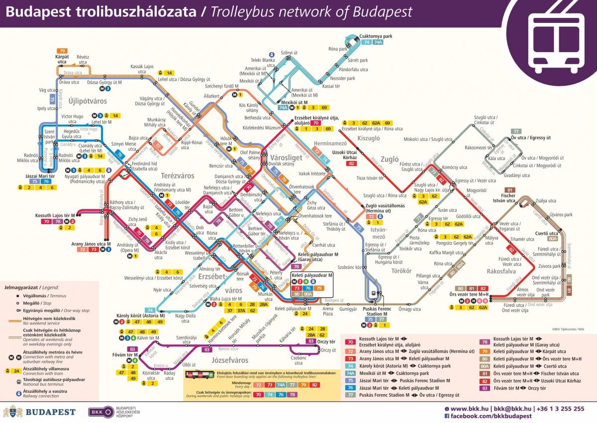 mapa budimpešti trolleybus