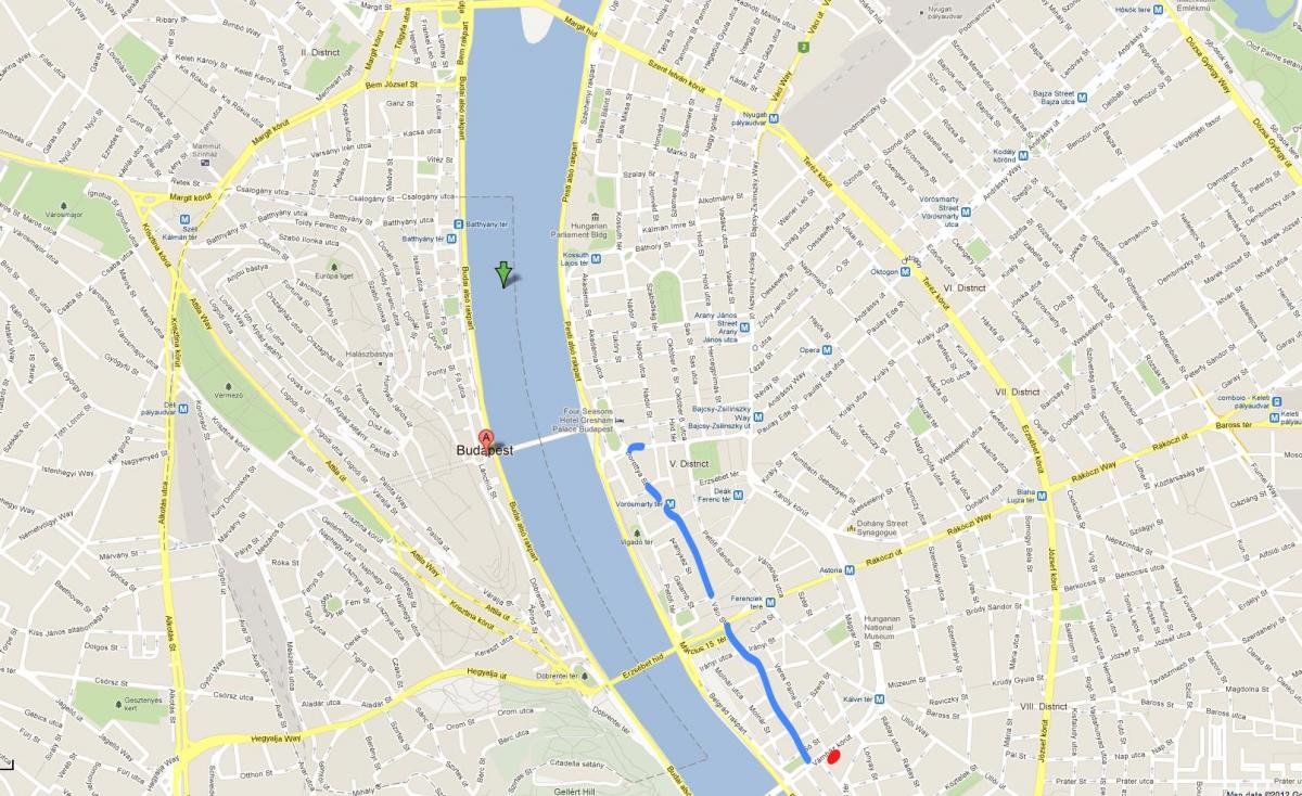 mapa vaci ulici budimpešti