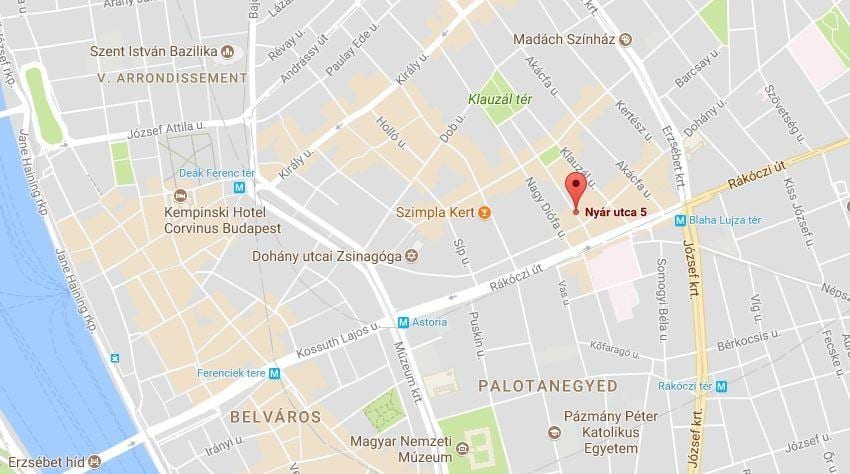 mapa budimpešti crvenih fenjera