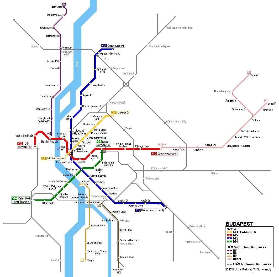 mapa budimpešti hev