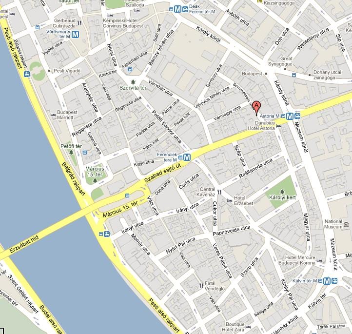 mapa budimpešti hostel