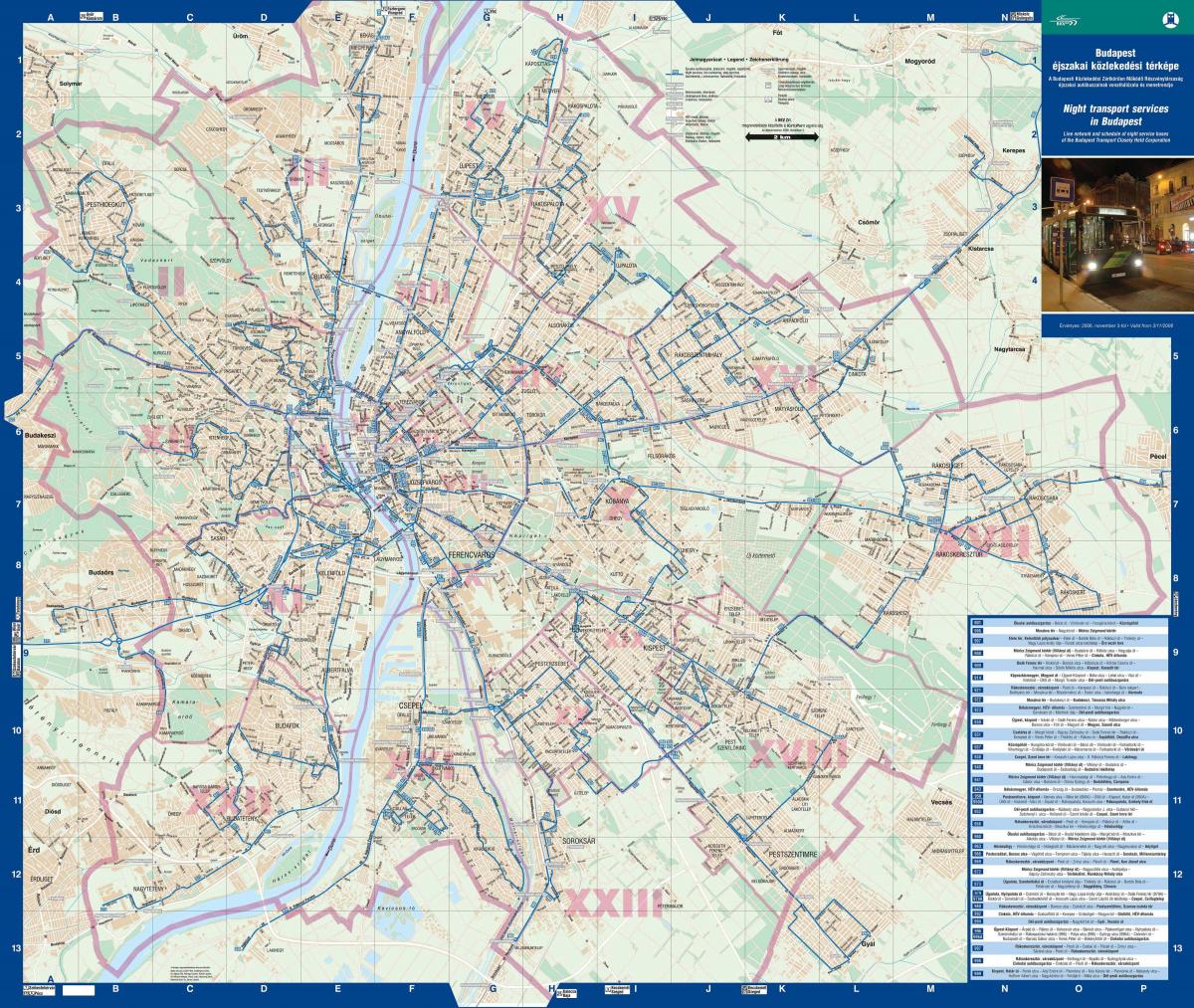 budimpešti noć autobus mapu